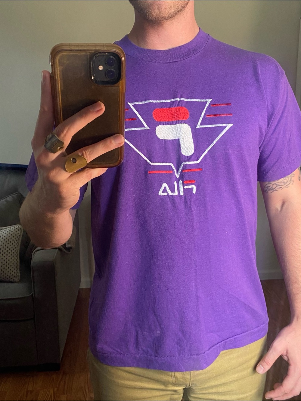 Fila Purple Short-Sleeve Logo Tee with Red & White Accents